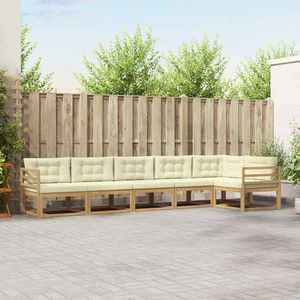 vidaXL Set de canapele de exterior 4 pcs Alb și crem Poliester imagine