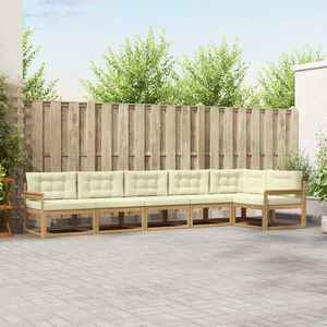 vidaXL Set de canapele de exterior 4 pcs Alb și crem Poliester imagine