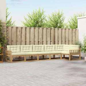 vidaXL Set de canapele de exterior 4 pcs Alb și crem Poliester imagine