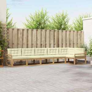 vidaXL Set de canapele de exterior 4 pcs Alb și crem Poliester imagine