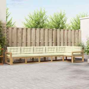 vidaXL Set de canapele de exterior 4 pcs Alb și crem Poliester imagine