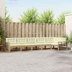 vidaXL Set de canapele de exterior 4 pcs Alb și crem Poliester imagine
