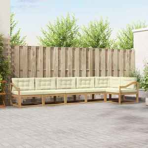 vidaXL Set de canapele de exterior 4 pcs Alb și crem Poliester imagine