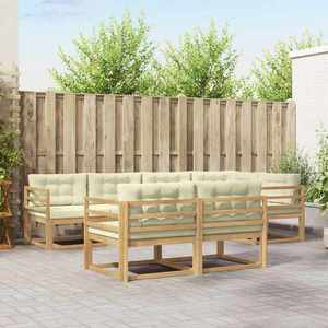 vidaXL Set de canapele de exterior 6 pcs Alb și crem Poliester imagine