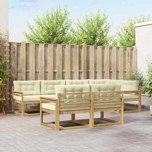 vidaXL Set de canapele de exterior 6 pcs Alb și crem Poliester imagine