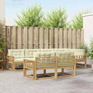 vidaXL Set de canapele de exterior 6 pcs Alb și crem Poliester imagine