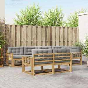 vidaXL Set de canapele de exterior 6 pcs Alb și gri deschis Poliester imagine