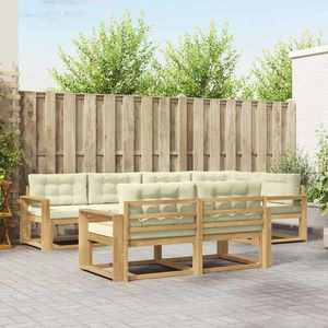 vidaXL Set de canapele de exterior 6 pcs Alb și crem Poliester imagine