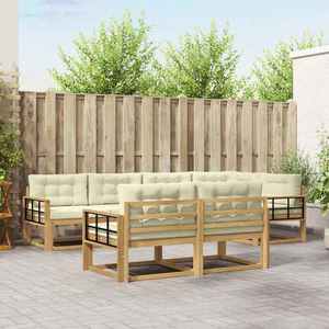 vidaXL Set de canapele de exterior 6 pcs Alb și crem Poliester imagine