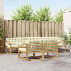 vidaXL Set de canapele de exterior 6 pcs Alb și crem Poliester imagine