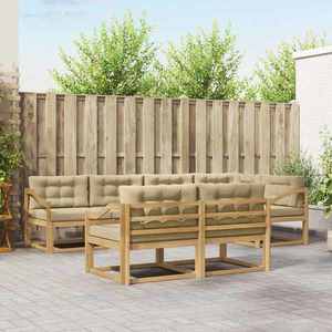 vidaXL Set de canapele de exterior cu pernă 6 pcs Alb și Bej Poliester imagine