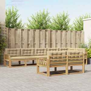 vidaXL Set de canapele de exterior cu pernă 6 pcs Alb și Bej Poliester imagine