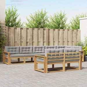 vidaXL Set de canapele de exterior 6 pcs Alb și gri deschis Poliester imagine