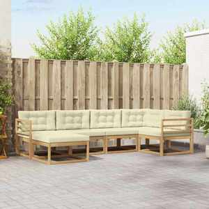 vidaXL Set de canapele de exterior 5 pcs Alb și crem Poliester imagine