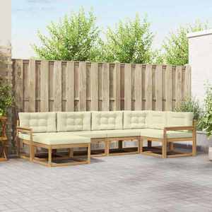 vidaXL Set de canapele de exterior 5 pcs Alb și crem Poliester imagine