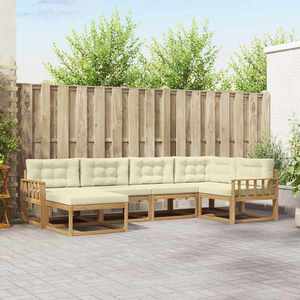 vidaXL Set de canapele de exterior 5 pcs Alb și crem Poliester imagine