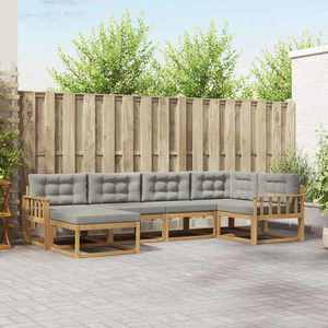 vidaXL Set de canapele de exterior 5 pcs Alb și gri deschis Poliester imagine