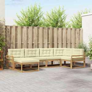 vidaXL Set de canapele de exterior 5 pcs Alb și crem Poliester imagine