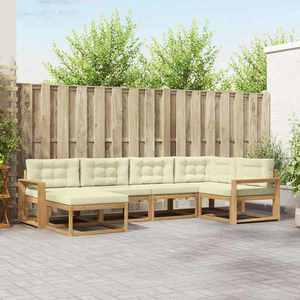 vidaXL Set de canapele de exterior 5 pcs Alb și crem Poliester imagine