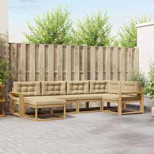 vidaXL Set de canapele de exterior cu pernă 5 pcs Alb și Bej Poliester imagine