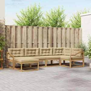vidaXL Set de canapele de exterior cu pernă 5 pcs Alb și Bej Poliester imagine