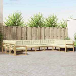 vidaXL Set de canapele de exterior cu pernă 10 pcs Alb și crem imagine