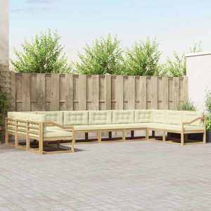 vidaXL Set de canapele de exterior cu pernă 10 pcs Alb și crem imagine