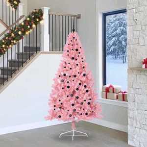 vidaXL Pom de Crăciun artificial pre-iluminat Roz 240 cm PVC imagine
