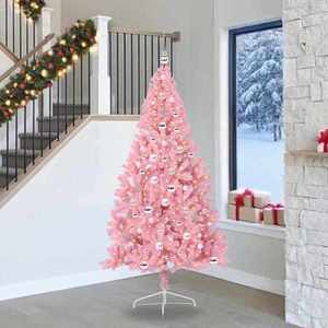 vidaXL Pom de Crăciun artificial pre-iluminat Roz 240 cm PVC imagine