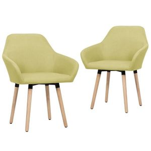 vidaXL Scaune de bucătărie, 2 buc., verde, material textil imagine