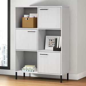 vidaXL Bibliotecă cu picioare metalice OSLO, alb, 90x35x128, 5 cm, lemn imagine