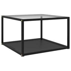 vidaXL Măsuță cafea, transparent/negru, 60x60x35 cm, sticlă securizată imagine