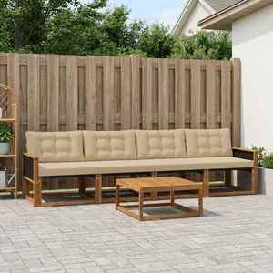 vidaXL Set de canapele de exterior cu pernă 5 pcs Natural și Bej imagine