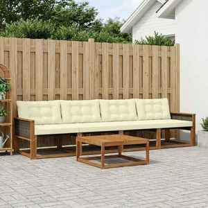 vidaXL Set de canapele de exterior cu pernă 5 pcs Natural și Crem imagine