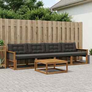 vidaXL Set de canapele de exterior cu pernă 5 pcs Natural și Negru imagine