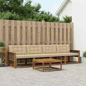 vidaXL Set de canapele de exterior cu pernă 5 pcs Natural și Bej imagine