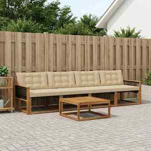 vidaXL Set de canapele de exterior cu pernă 5 pcs Natural și Bej imagine