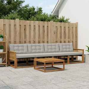 vidaXL Set de canapele de exterior 5 pcs Natural și gri deschis imagine