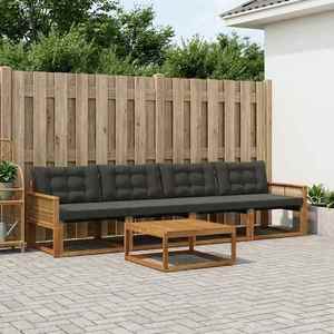 vidaXL Set de canapele de exterior cu pernă 5 pcs Natural și Negru imagine