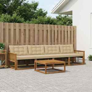 vidaXL Set de canapele de exterior cu pernă 5 pcs Natural și Bej imagine