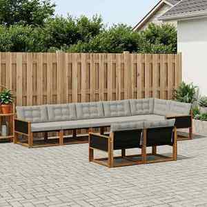 vidaXL Set de canapele de exterior 8 pcs Natural și gri deschis imagine