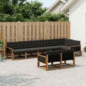 vidaXL Set de canapele de exterior cu pernă 8 pcs Natural și Negru imagine