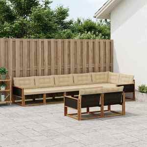 vidaXL Set de canapele de exterior cu pernă 8 pcs Natural și Bej imagine