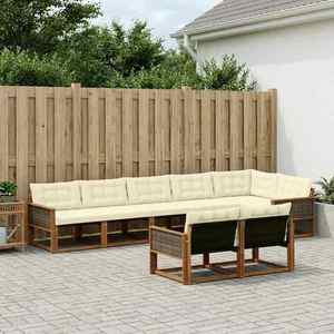 vidaXL Set de canapele de exterior cu pernă 8 pcs Natural și Crem imagine