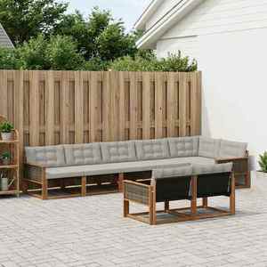 vidaXL Set de canapele de exterior 8 pcs Natural și gri deschis imagine