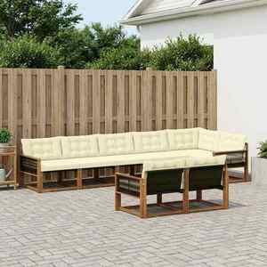 vidaXL Set de canapele de exterior cu pernă 8 pcs Natural și Crem imagine