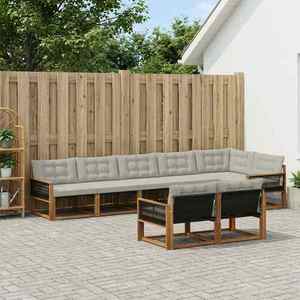 vidaXL Set de canapele de exterior 8 pcs Natural și gri deschis imagine