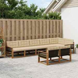 vidaXL Set de canapele de exterior cu pernă 8 pcs Natural și Bej imagine
