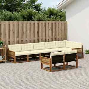vidaXL Set de canapele de exterior cu pernă 8 pcs Natural și Crem imagine