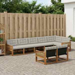 vidaXL Set de canapele de exterior 8 pcs Natural și gri deschis imagine